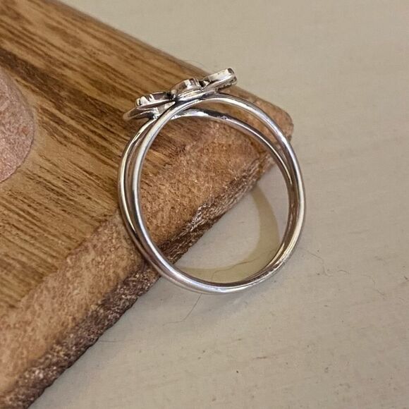 Lotus Flower Double Band Sterling Silver Ring - Picture 6 of 6